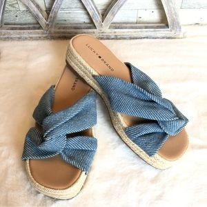 Lucky Brand Grenly Espadrille platform slides size 7